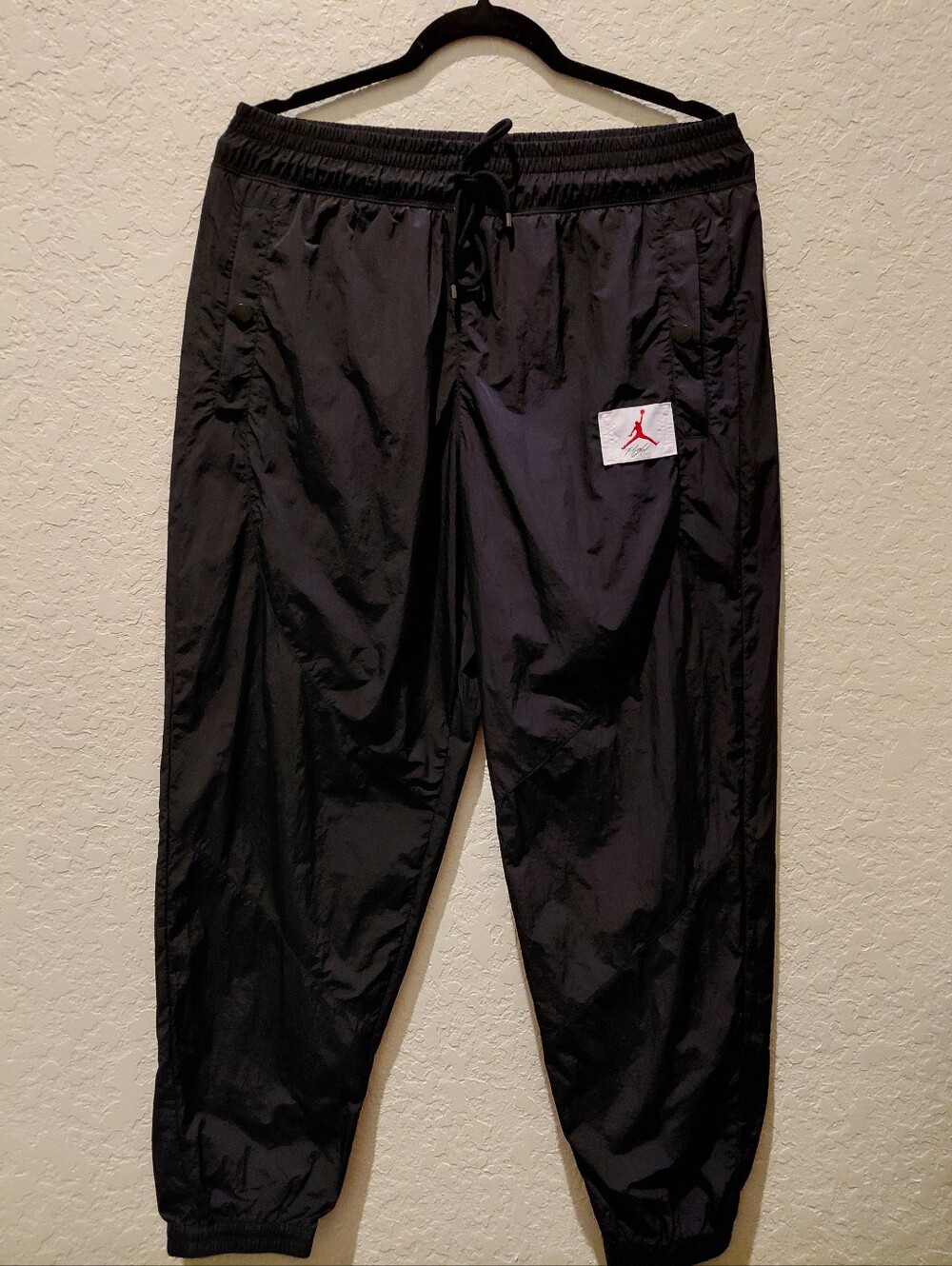 Women's Jordan Woven Large Black Athletic Pants with Red Flight Jumpman Patch